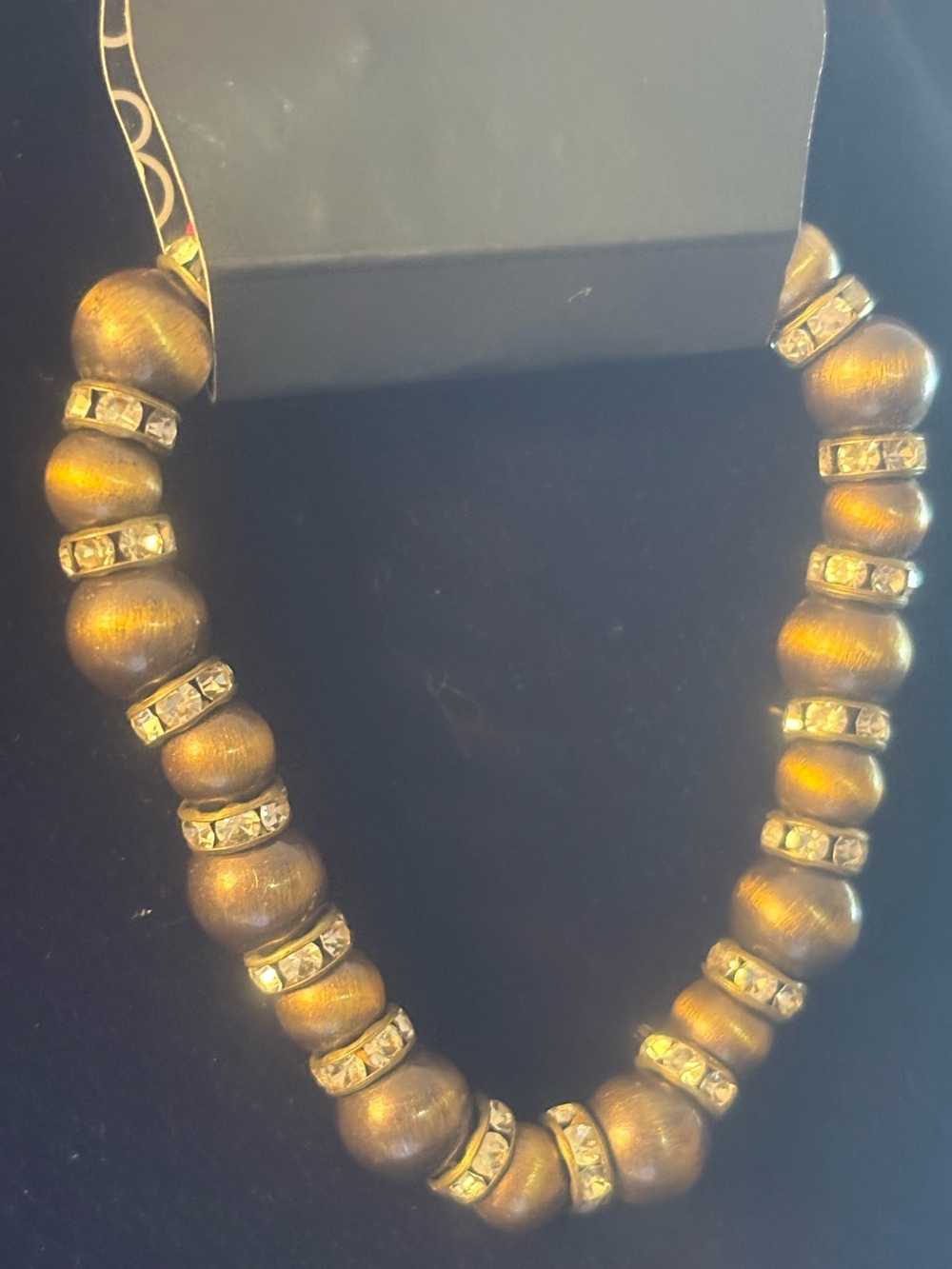 Gold Beaded Women’s Necklace with Crystal Spacers